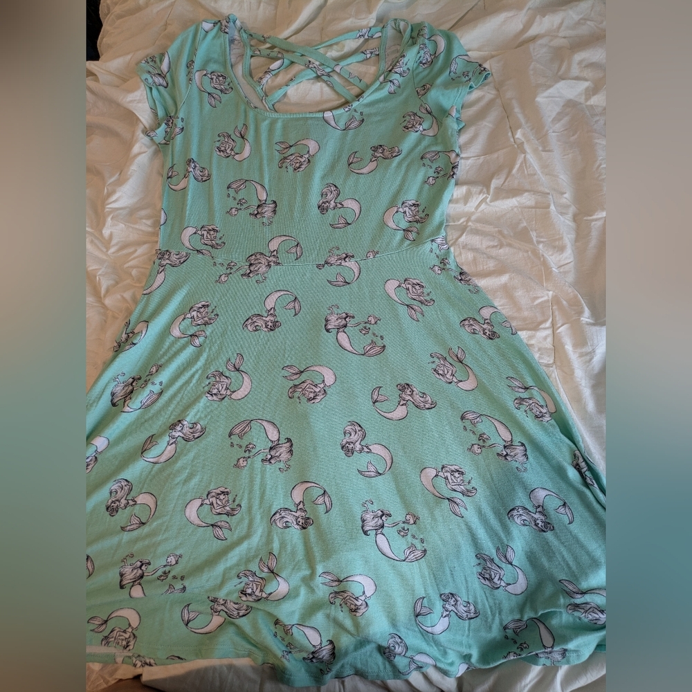 Disney Mint Green Ariel Print Cross-Back Dress